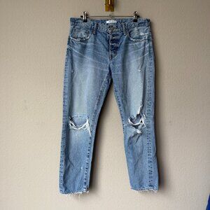 MOUSSY Light Wash Distressed Japanese Denim Jeans
